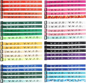 CASDAN 40Pcs W.W.J.D. Webbing Bracelets What Would Jesus Do Christian Bracelets Handmade Colorful Adjustable Religious Woven Wristbands for Fundraisers