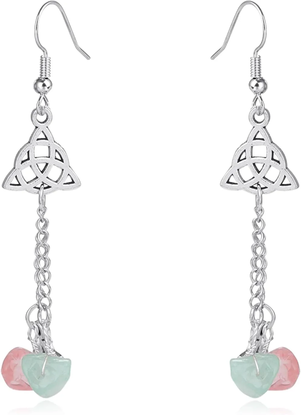 Celtic Knot Earrings Triangle Knot Crystal Earring Celtic Jewelry for Women Irish Celtic Knot Crystal Dangle Drop Earrings for Women Valentine's Day