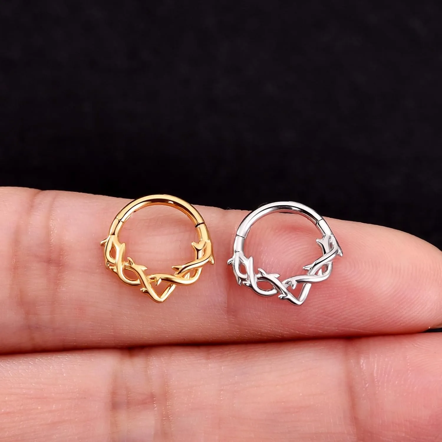 Chain Link Septum Rings: 16g 8mm Nose Helix Cartilage Daith Tragus Earring Piercing Ring Hoop, Surgical Steel Nose Ear Clicker Rings Piercing Jewelry For Women Men