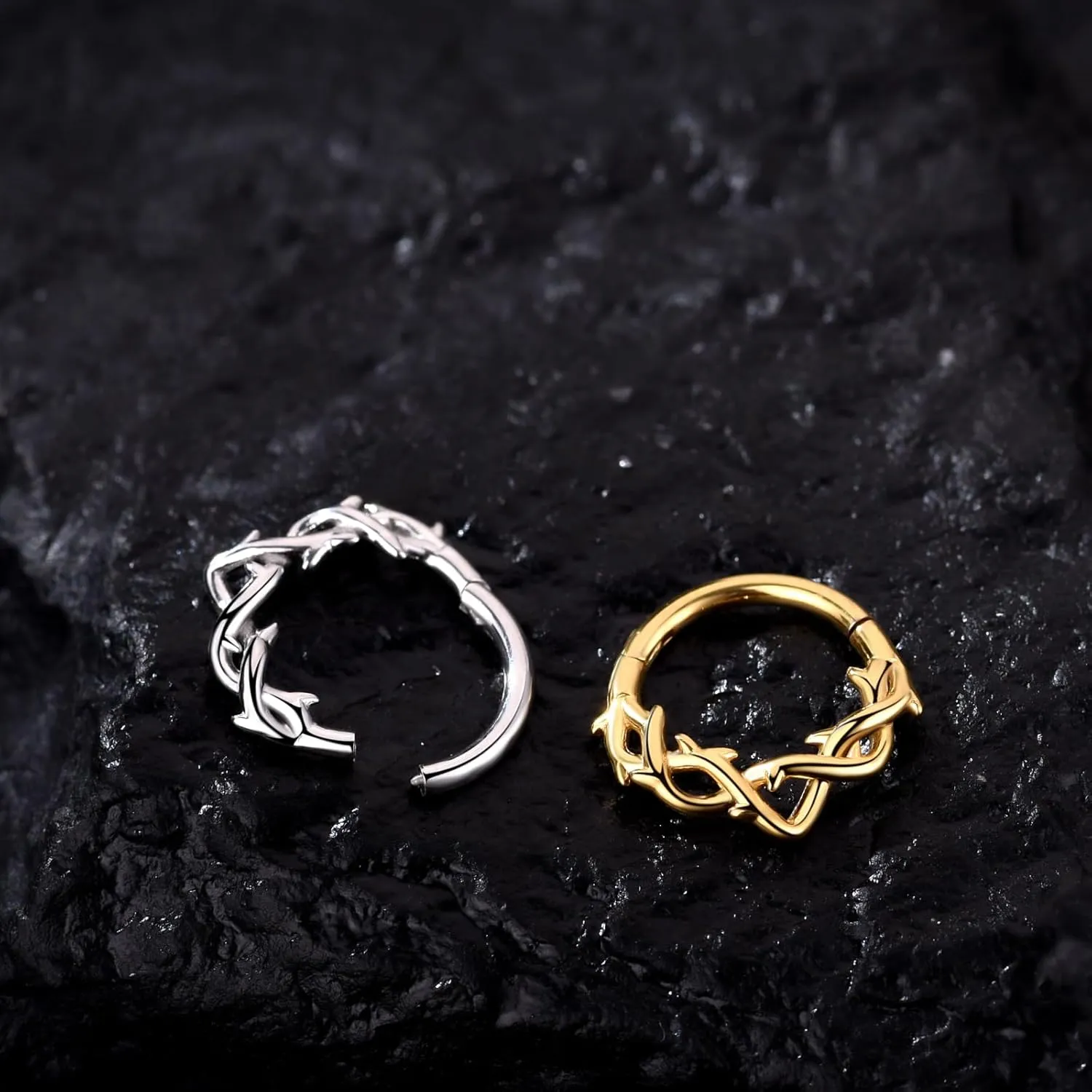 Chain Link Septum Rings: 16g 8mm Nose Helix Cartilage Daith Tragus Earring Piercing Ring Hoop, Surgical Steel Nose Ear Clicker Rings Piercing Jewelry For Women Men