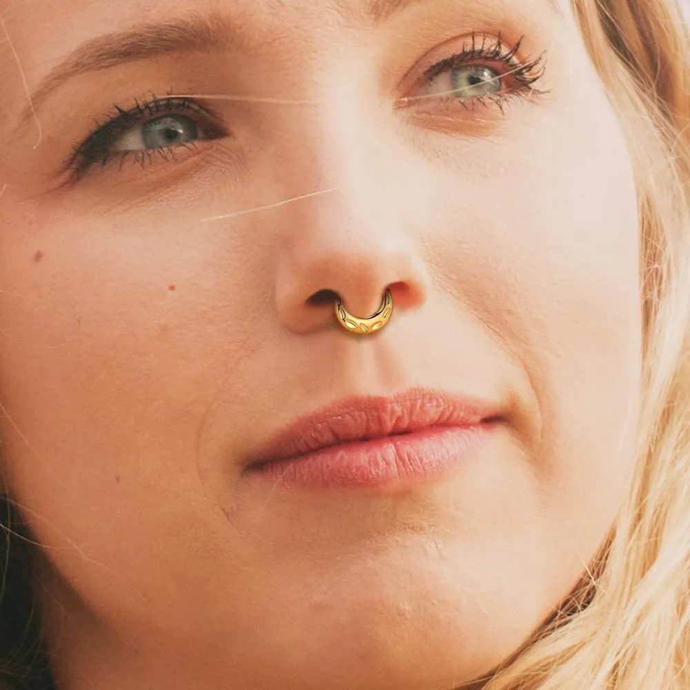 Chain Link Septum Rings: 16g 8mm Nose Helix Cartilage Daith Tragus Earring Piercing Ring Hoop, Surgical Steel Nose Ear Clicker Rings Piercing Jewelry For Women Men