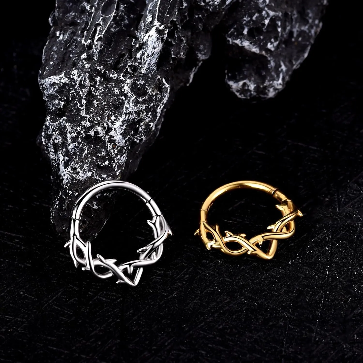 Chain Link Septum Rings: 16g 8mm Nose Helix Cartilage Daith Tragus Earring Piercing Ring Hoop, Surgical Steel Nose Ear Clicker Rings Piercing Jewelry For Women Men