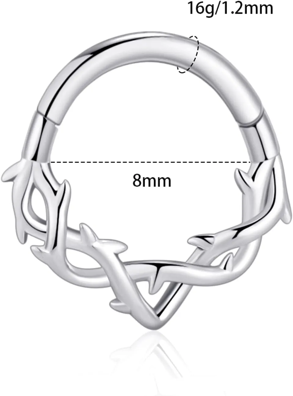 Chain Link Septum Rings: 16g 8mm Nose Helix Cartilage Daith Tragus Earring Piercing Ring Hoop, Surgical Steel Nose Ear Clicker Rings Piercing Jewelry For Women Men