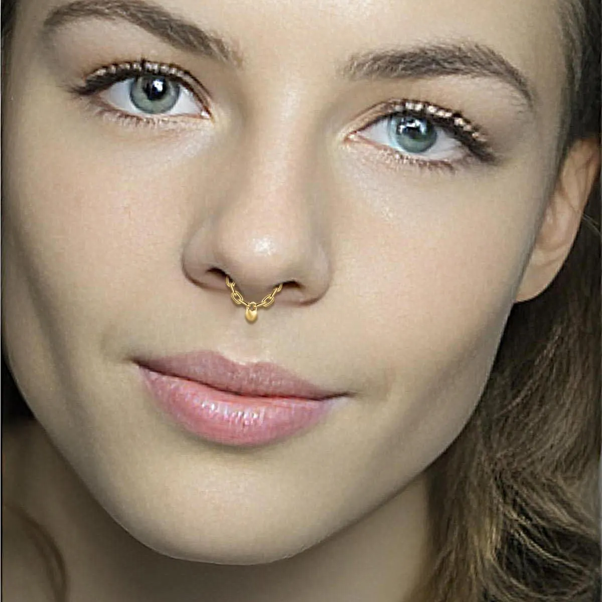 Chain Link Septum Rings: 16g 8mm Nose Helix Cartilage Daith Tragus Earring Piercing Ring Hoop, Surgical Steel Nose Ear Clicker Rings Piercing Jewelry For Women Men