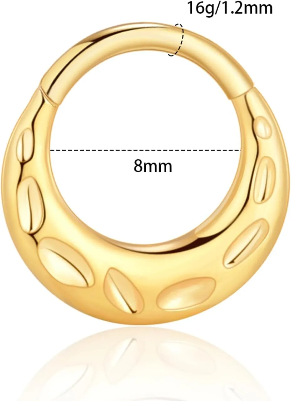 Chain Link Septum Rings: 16g 8mm Nose Helix Cartilage Daith Tragus Earring Piercing Ring Hoop, Surgical Steel Nose Ear Clicker Rings Piercing Jewelry For Women Men