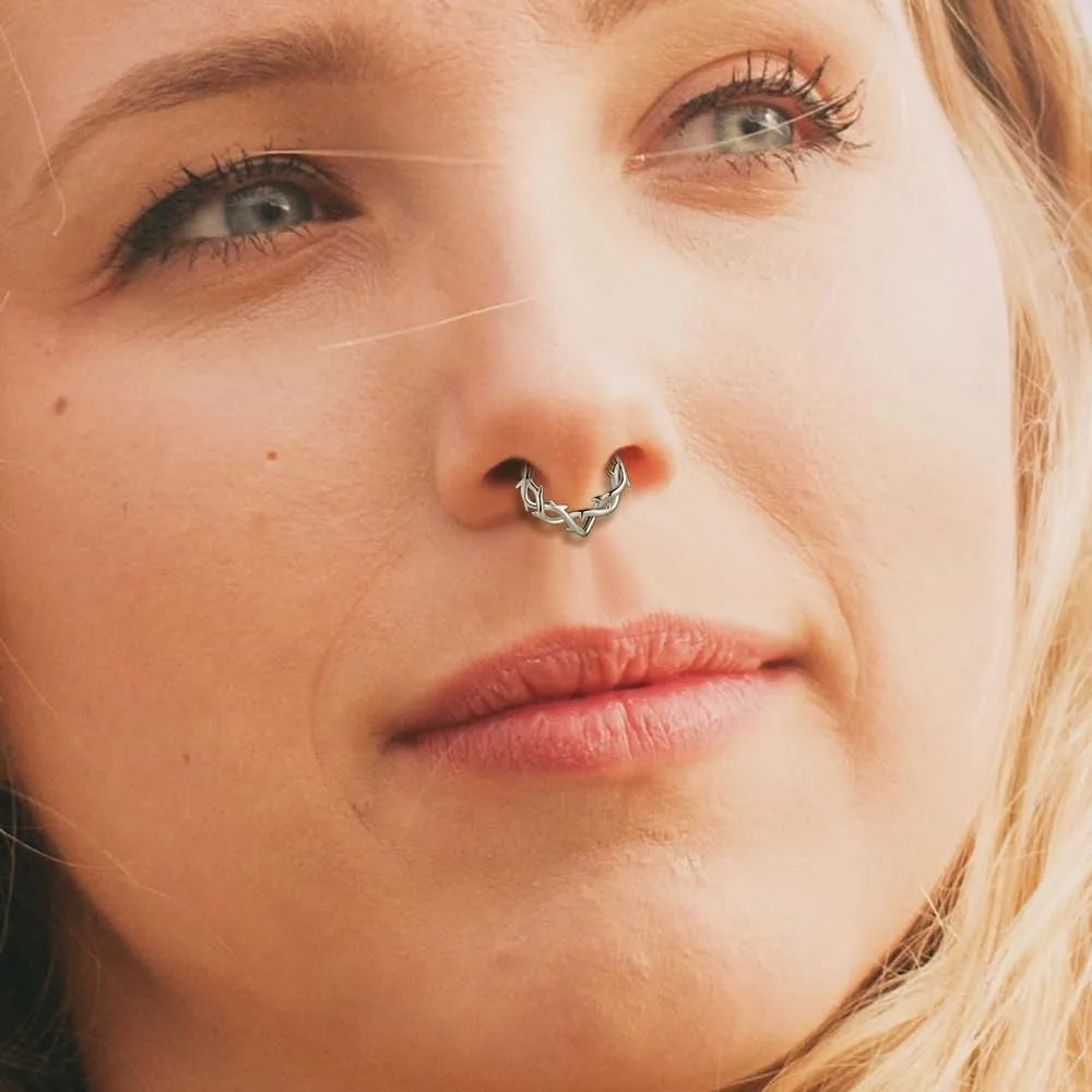 Chain Link Septum Rings: 16g 8mm Nose Helix Cartilage Daith Tragus Earring Piercing Ring Hoop, Surgical Steel Nose Ear Clicker Rings Piercing Jewelry For Women Men