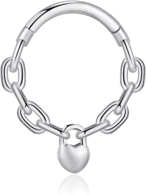 Chain Link Septum Rings: 16g 8mm Nose Helix Cartilage Daith Tragus Earring Piercing Ring Hoop, Surgical Steel Nose Ear Clicker Rings Piercing Jewelry For Women Men