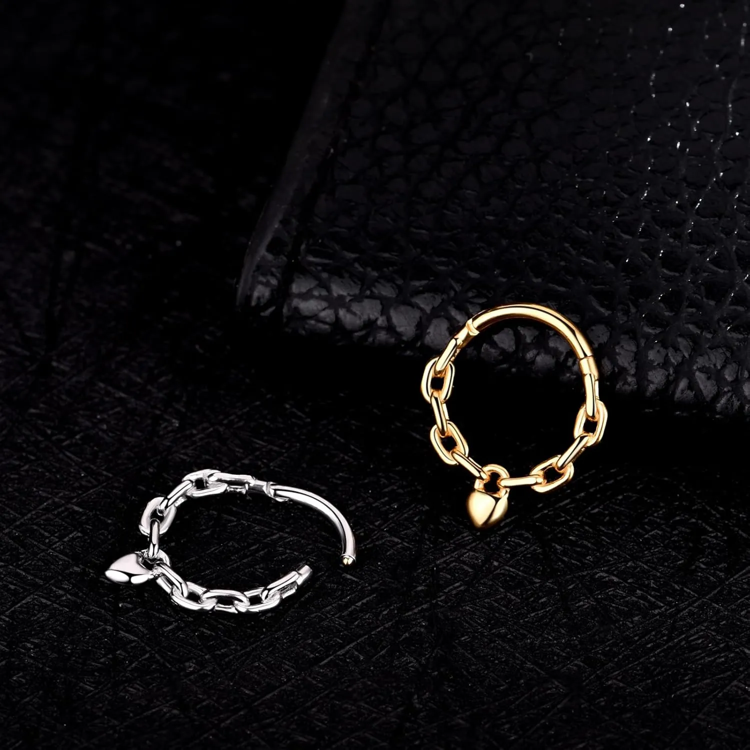 Chain Link Septum Rings: 16g 8mm Nose Helix Cartilage Daith Tragus Earring Piercing Ring Hoop, Surgical Steel Nose Ear Clicker Rings Piercing Jewelry For Women Men
