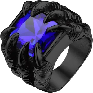 ChainsProMax Men Evil Eye Ring Biker Punk Rings, Dragon Claw Ring With Gemstone, Can Engrave, Stainless Steel/Gold Plated/Black-Send Gift Box