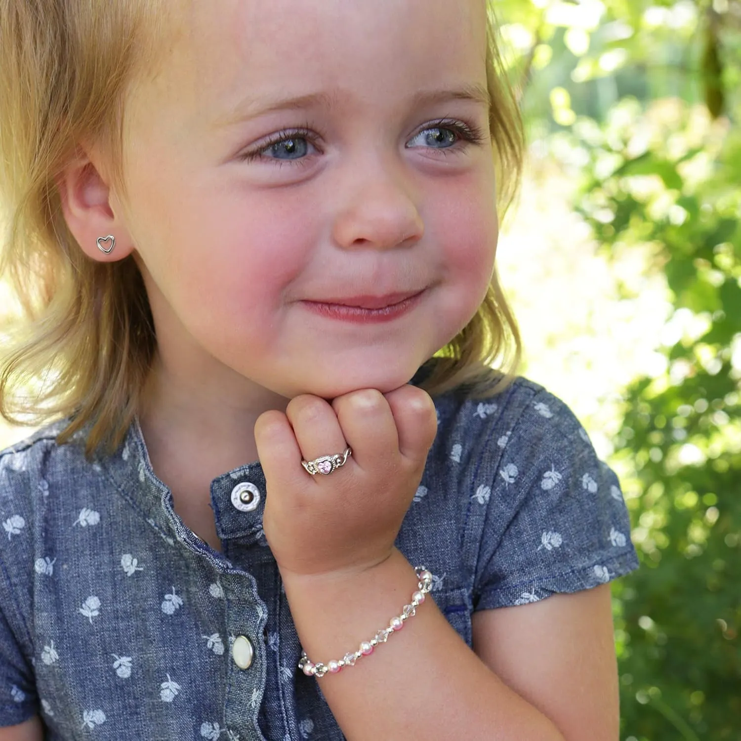 Cherished Moments Children's Sterling Silver Open Heart Stud Earrings with Screw Backs for Babies, Toddlers, or Little Girls