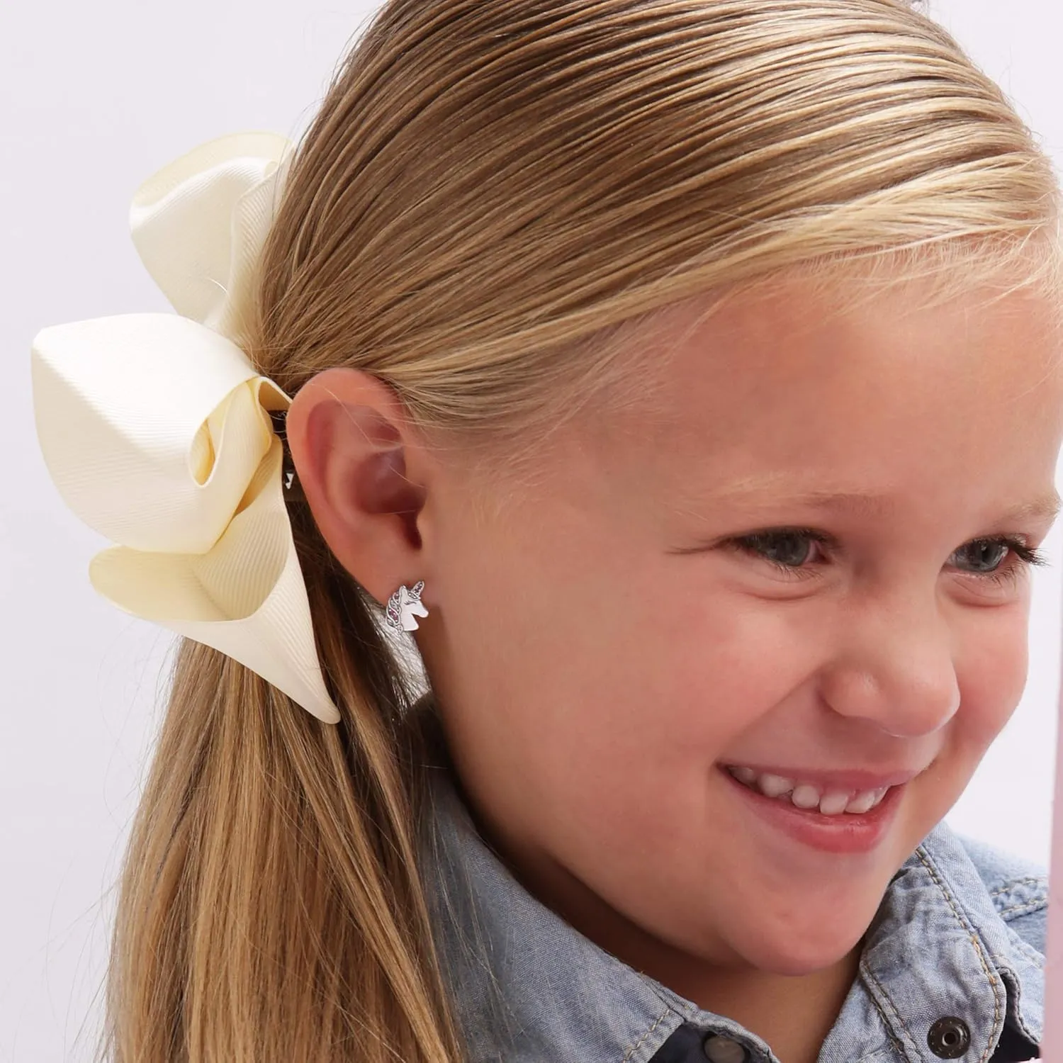 Cherished Moments Children's Sterling Silver Unicorn Earrings with Screw Backs and Sparkling CZs for Girls