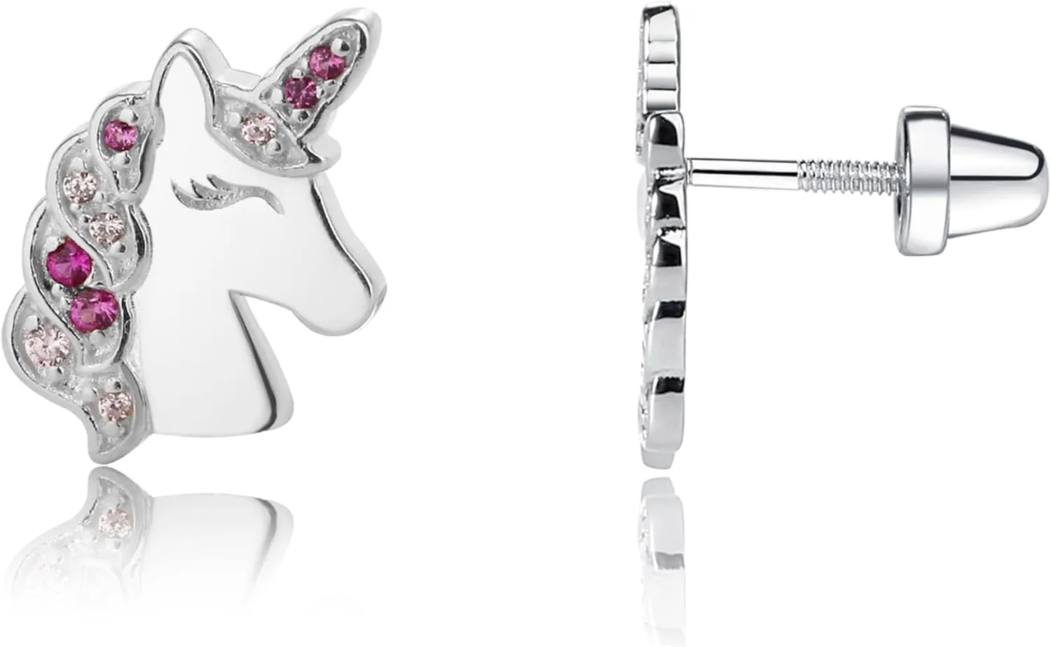 Cherished Moments Children's Sterling Silver Unicorn Earrings with Screw Backs and Sparkling CZs for Girls