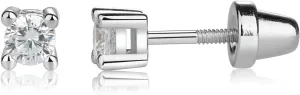Cherished Moments Sterling Silver Round CZ Stud Earrings with Screw back