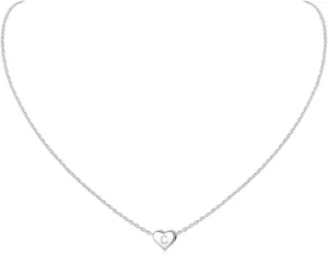 ChicSilver 925 Sterling Silver Heart Initial Necklaces for Women -Dainty Personalized Heart Pendant Letter Alphabet Necklace for Women (with Gift Box)