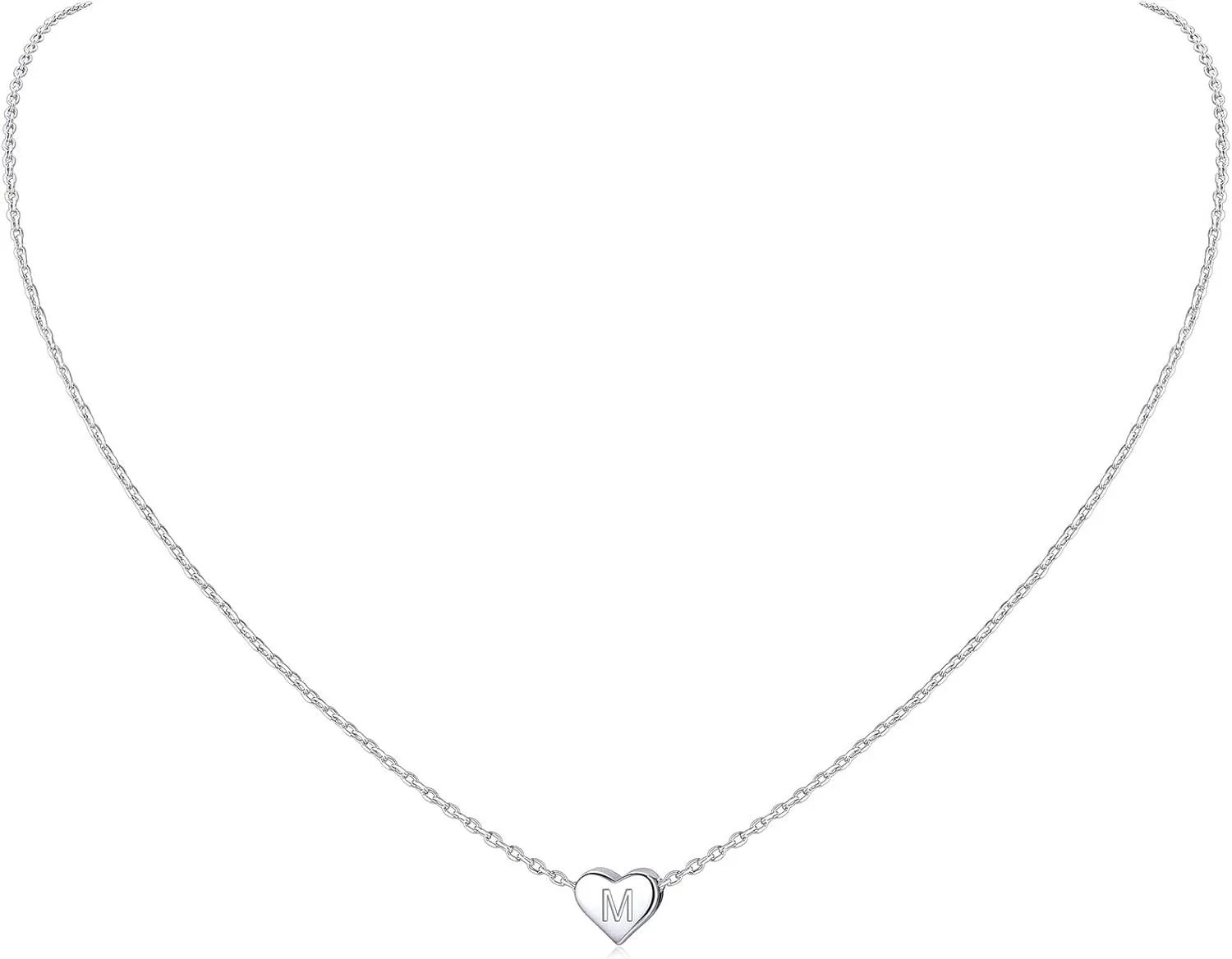 ChicSilver 925 Sterling Silver Heart Initial Necklaces for Women -Dainty Personalized Heart Pendant Letter Alphabet Necklace for Women (with Gift Box)