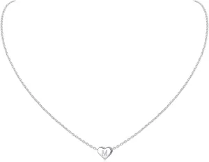 ChicSilver 925 Sterling Silver Heart Initial Necklaces for Women -Dainty Personalized Heart Pendant Letter Alphabet Necklace for Women (with Gift Box)