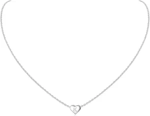 ChicSilver 925 Sterling Silver Heart Initial Necklaces for Women -Dainty Personalized Heart Pendant Letter Alphabet Necklace for Women (with Gift Box)