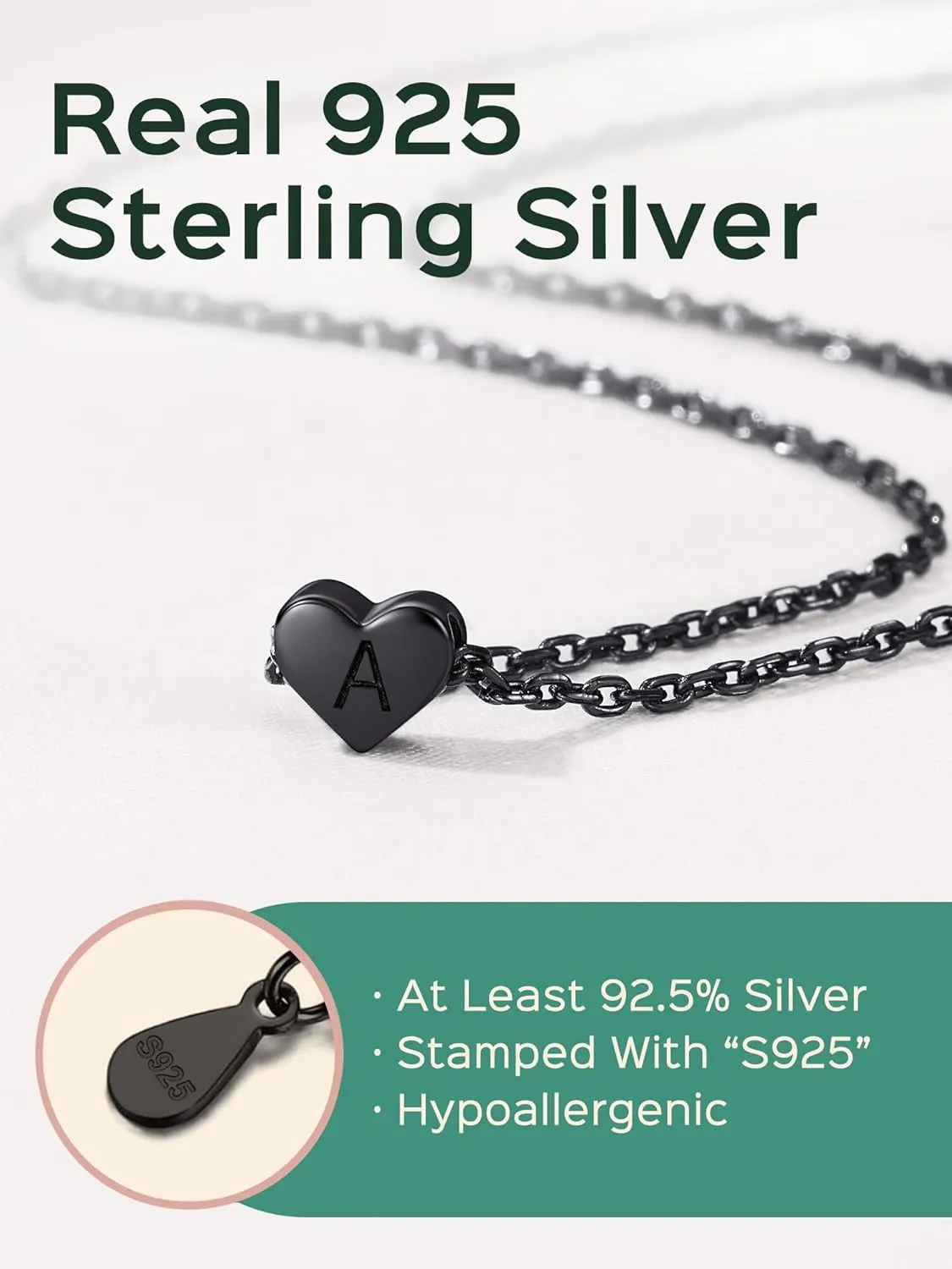 ChicSilver 925 Sterling Silver Heart Initial Necklaces for Women -Dainty Personalized Heart Pendant Letter Alphabet Necklace for Women (with Gift Box)