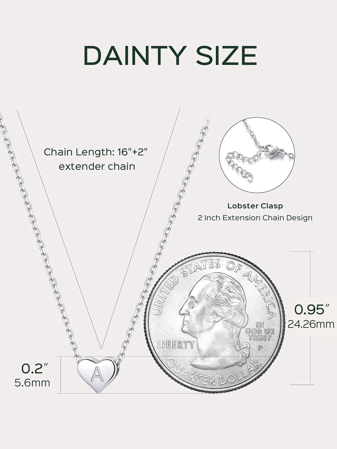 ChicSilver 925 Sterling Silver Heart Initial Necklaces for Women -Dainty Personalized Heart Pendant Letter Alphabet Necklace for Women (with Gift Box)