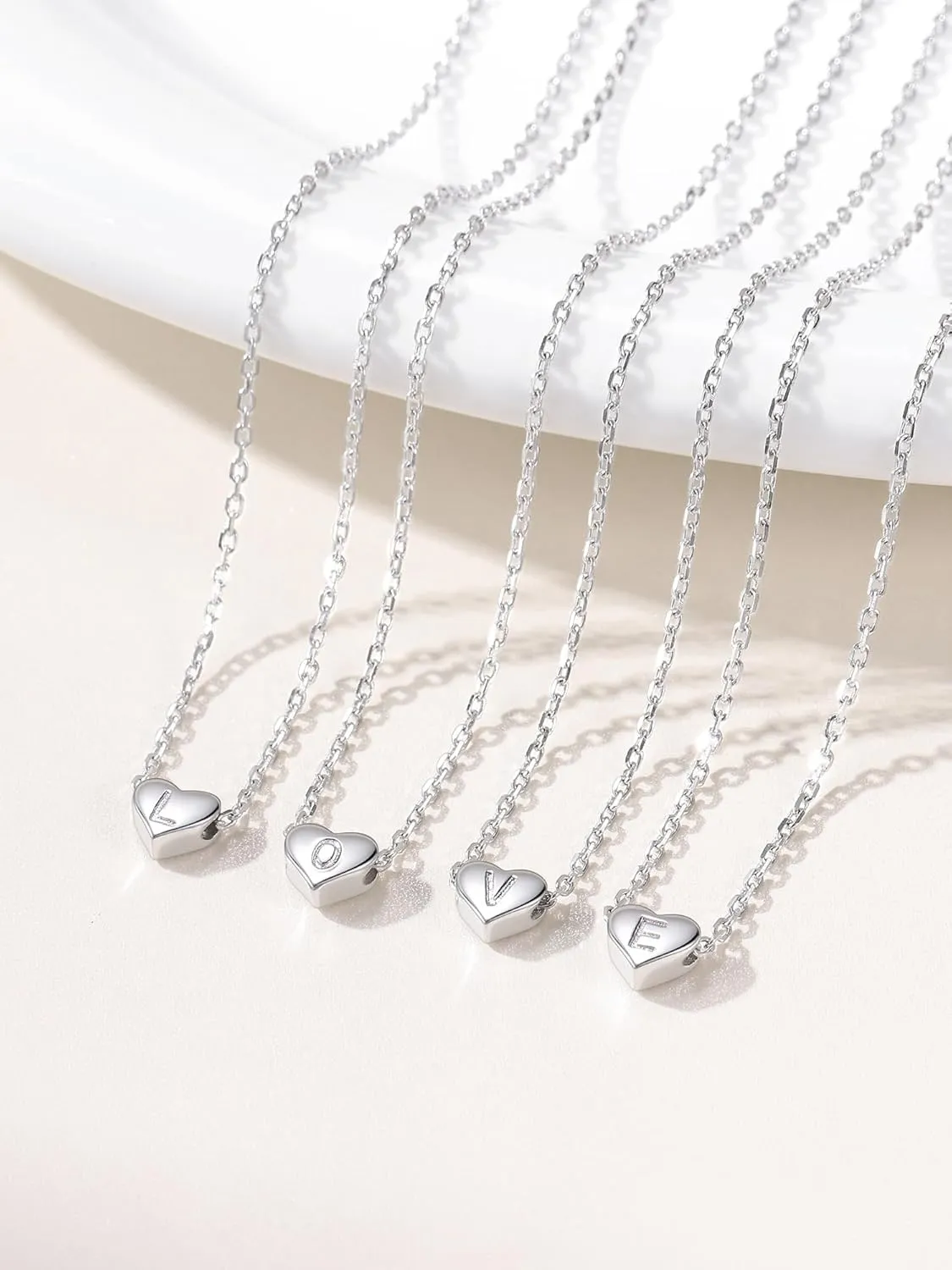 ChicSilver 925 Sterling Silver Heart Initial Necklaces for Women -Dainty Personalized Heart Pendant Letter Alphabet Necklace for Women (with Gift Box)