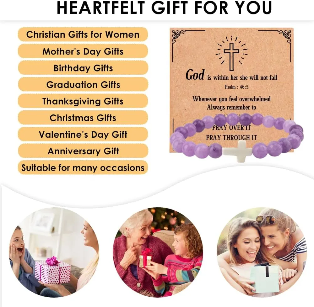 Christian Gifts for Women, Christian Gifts, Religious Gifts for Women/Mom/Grandma/Daughter/Friends/Sister/Granddaughter/Godmother, Gifts for Christian Women, Christian Cross Bracelet for Women