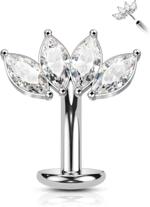 COCHARM 14G Belly Button Rings Dangle, Lotus Belly Navel Rings for Women, Threadless Push in Belly Navel Piercing Jewelry