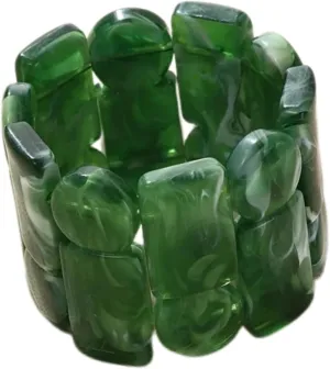 Colorful Acrylic Resin Bracelet Wide Block Stitched Elastic Bracelet
