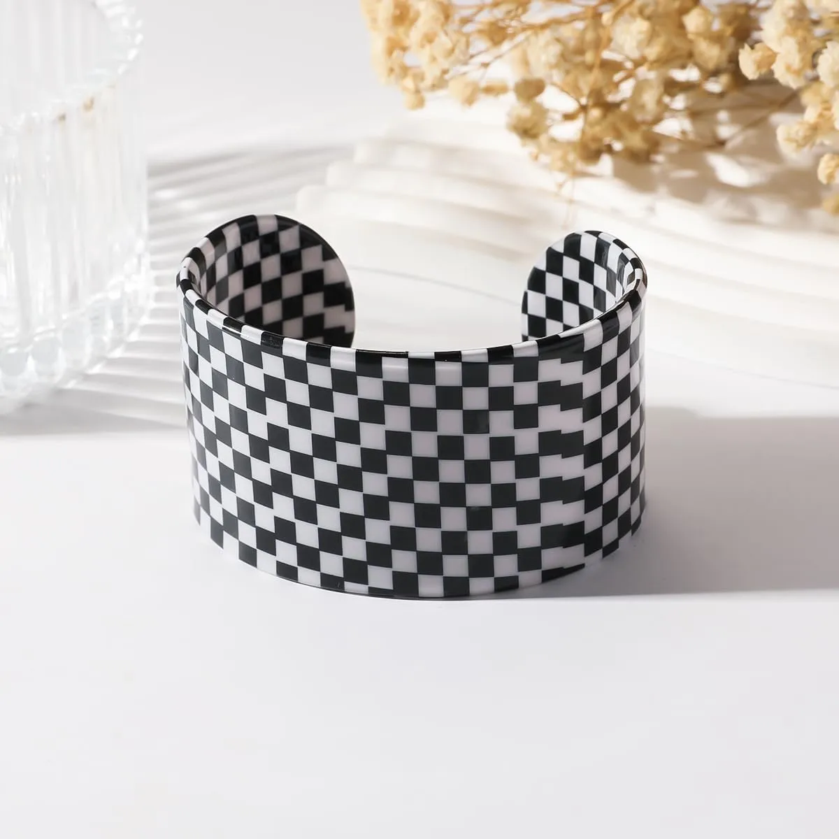 Colorful Transparent Opening Cuff Bangle Acrylic Geometric Bracelet for Women Irregular Pattern Bracelet Charm