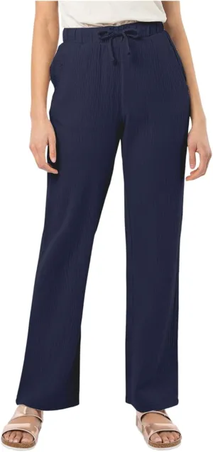 Cotton Linen Pants Women Summer Casual High Waisted Wide Leg Pants with Pockets Soft Boho Beach Trendy Trousers