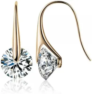 Crystal Drop Earrings, Cubic Zirconia Stones, Dangle Style, Silver Earrings for Women- Silver & Gold Color Earrings for Womens