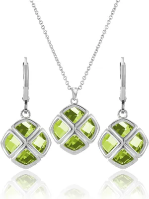 Crystal Pendant Necklace Earrings Sets for Women 14K Glod Plated Jewelry