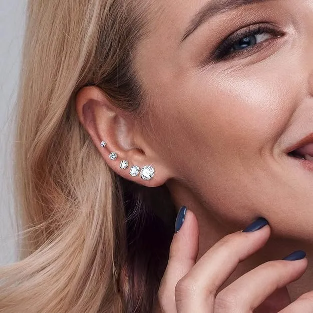 Crystals Design Silver Shine Stunning Earrings Stud Earring Set For Women Love Earrings Valentines Day Earrings Girlfriends Wife Jewelry Gifts