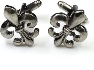 Cuff-Daddy Antiqued Silver Tone Fleur Di Lis New Orleans Cufflinks with Presentation Box