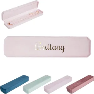 Customizable Velvet Necklace Box, Travel Jewelry Case, Organizer for Women & Girls (Light Pink, Necklace Box)