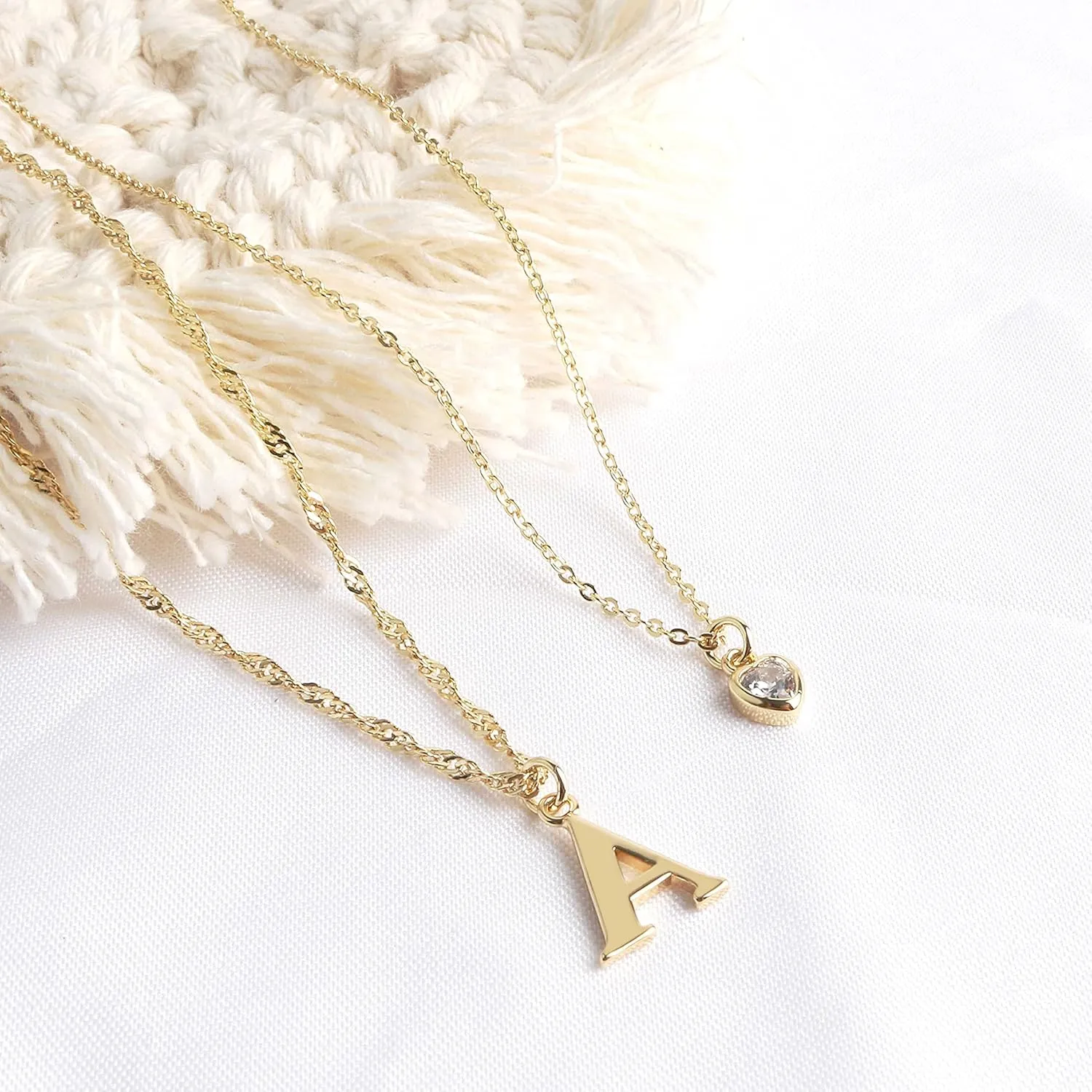 Dainty Layered Initial Choker Necklaces for Women Girls 14K Gold Plated Cute CZ Heart Letter Pendant Layering Gold Necklace Set Minimalist Jewelry Gift