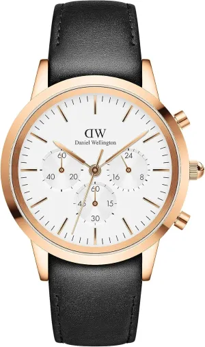 Daniel Wellington Iconic Chronograph Mens Watch - 42mm Case, Japanese Quartz Movement, Stainless Steel or Leather Strap, Water Resistant, Analog Watch for Men