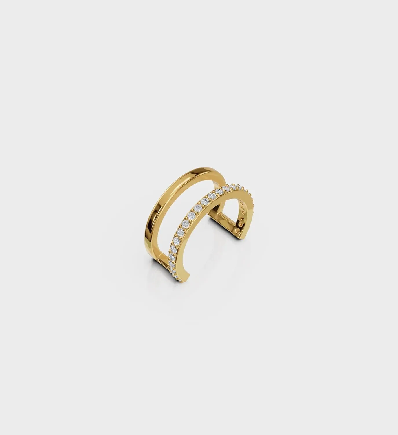 Delicate Simulated Diamond Ear Cuff in 925 Sterling Silver with 18K Gold Vermeil | CZ Half Band Cuff | Non-Pierced Cartilage Earring | Lightweight Hypoallergenic Jewelry