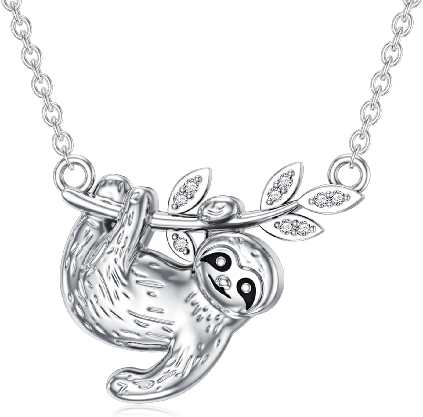 Diamond Sloth Necklace for Women S925 Sterling Silver Sloth Pendant Animal Sloth Jewelry Gifts for Mom Wife Her