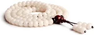 DOWNER Buddhist Prayer Beads Bracelet,bead bracelet,Prayer Beads,White Jade Bodhi Root Multi-Circle Bracelet Necklace 108 Mala Rosary for Prayer Meditation Yoga