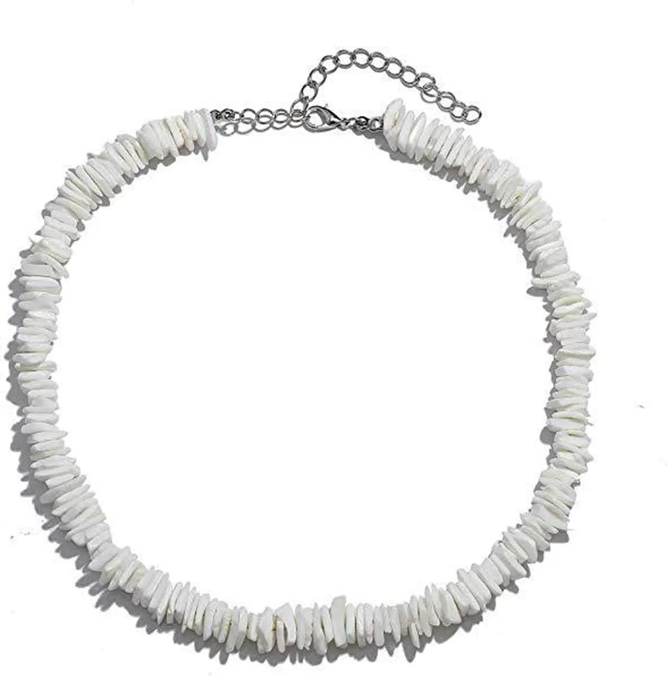 Dreuyet Puka Shell Necklace for Men Women Bohemian Handmade Natural White Colorful Irregular Shell Choker Necklace Adjustable Seashell Necklace Cowrie Hawaiian Summer Beach Boho Jewelry Gifts