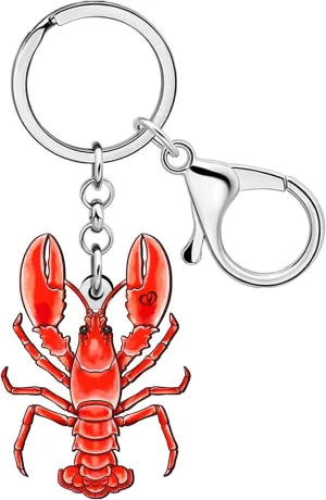 DUOWEI Acrylic Cute Lobster Keychain Key Ring Gifts for Women Beach Lovers Car Keys Wallet Backpack Sea Animal Accessories