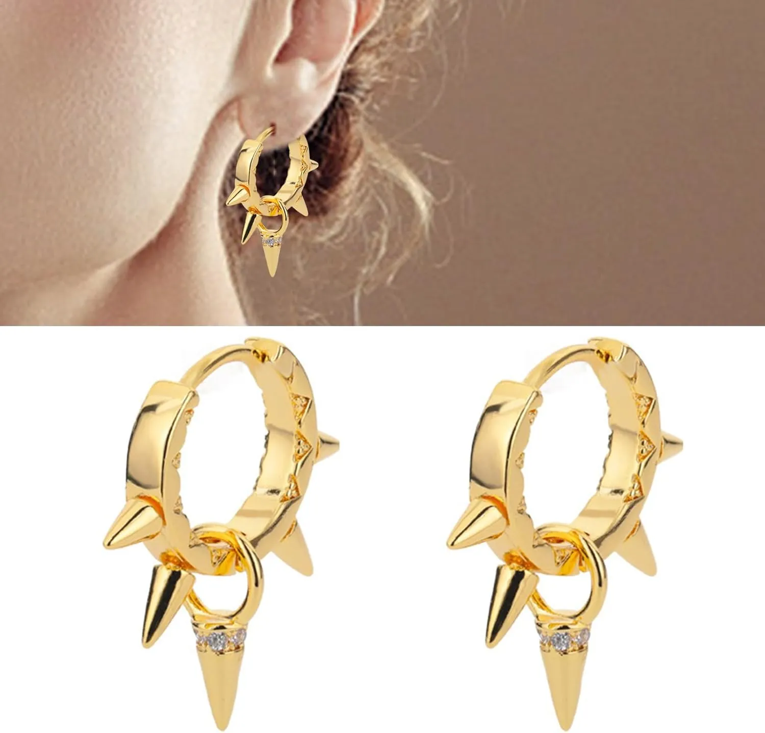 Elegant Spikes Rivet Ear Cuff for Modern Women Fashionable Piercing Hoop Earrings Handmade Daily Wear Accessories
