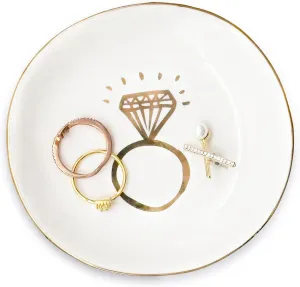 Engaged Ring Dish, Engagement Gifts for Women, Bride Ring Holder, Bridal Shower Jewelry Tray, Bride to be Congrat Small Trinket Plate, Couple Mrs Mr Wedding Thanksgiving Christmas