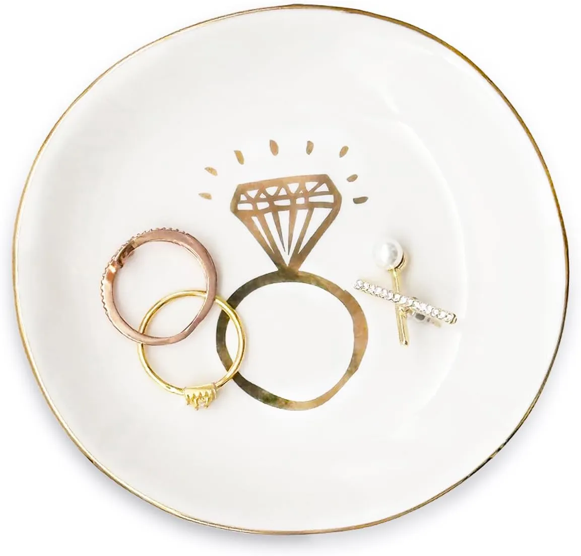 Engaged Ring Dish, Engagement Gifts for Women, Bride Ring Holder, Bridal Shower Jewelry Tray, Bride to be Congrat Small Trinket Plate, Couple Mrs Mr Wedding Thanksgiving Christmas