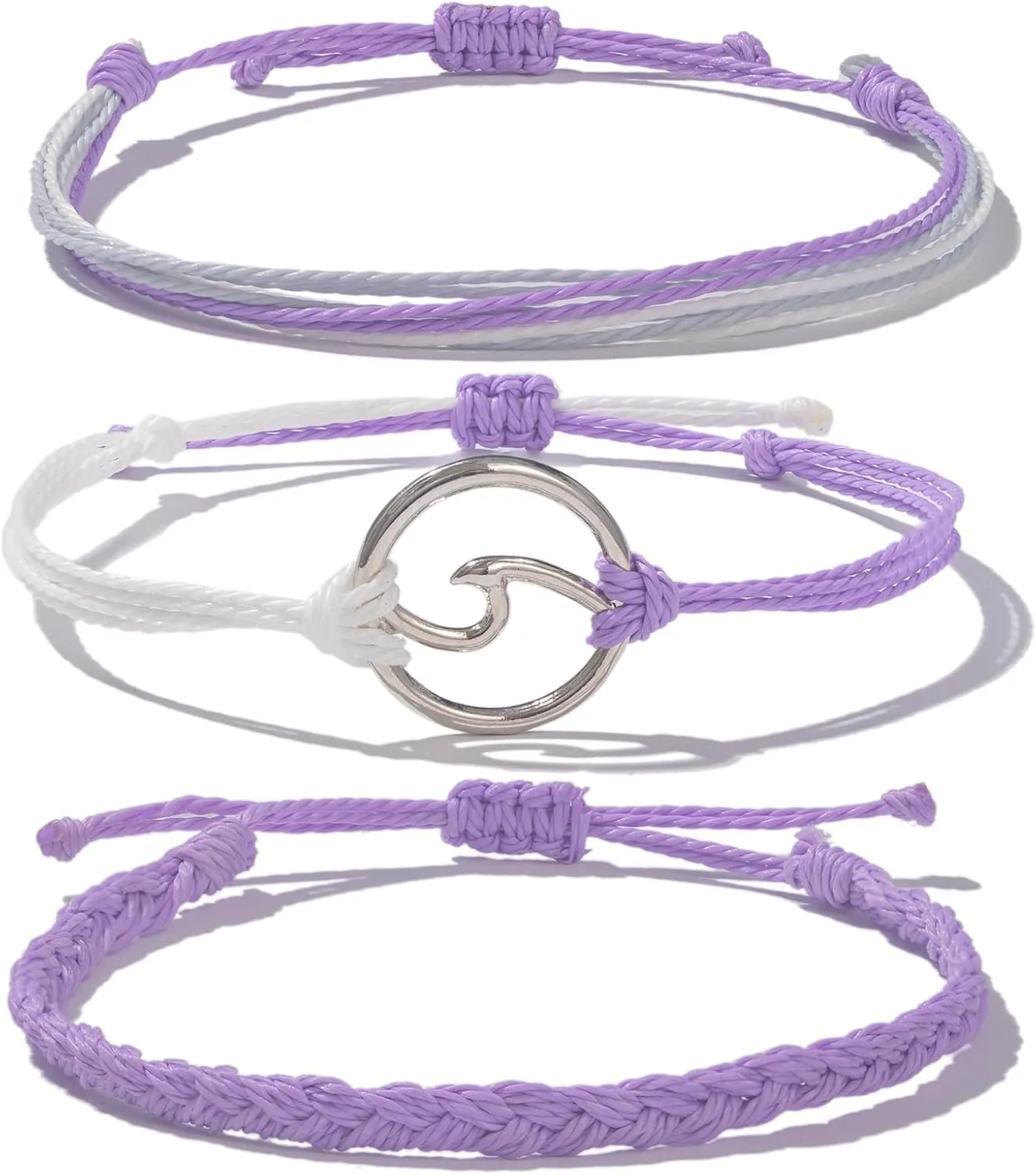 FANCY SHINY Cute Wave String Bracelets Handmade Friendship Boho Bracelets Braided Stackable Rope Bracelet for Women Stocking Stuffer Party Favors