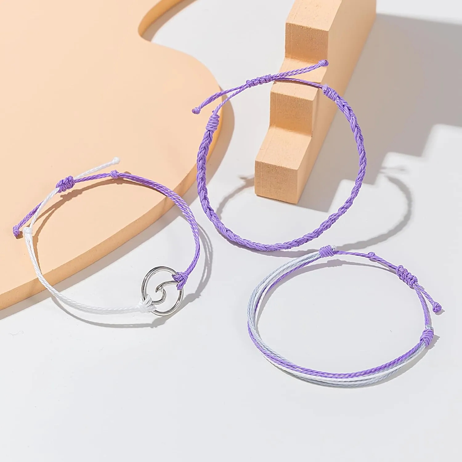 FANCY SHINY Cute Wave String Bracelets Handmade Friendship Boho Bracelets Braided Stackable Rope Bracelet for Women Stocking Stuffer Party Favors