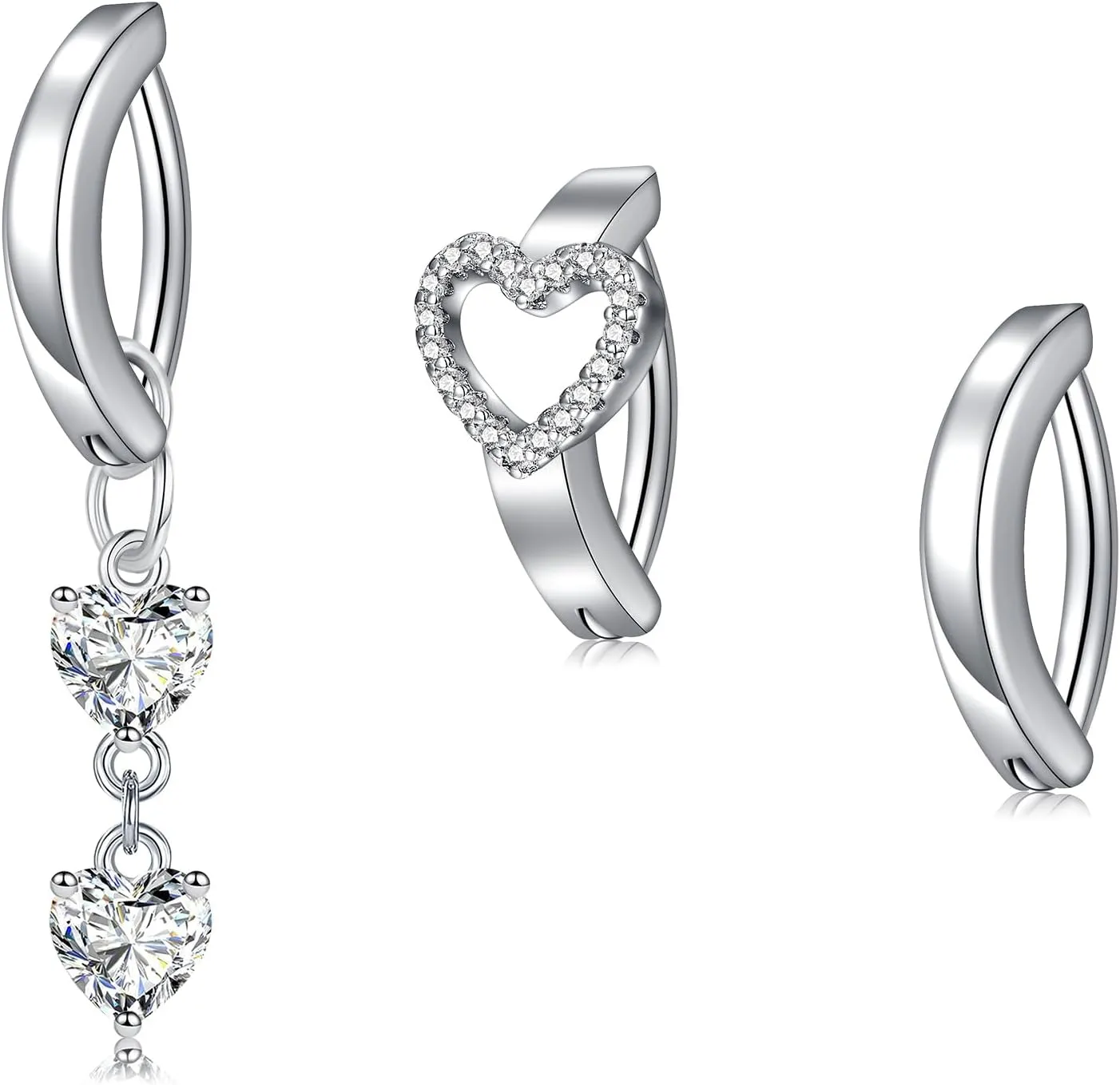 FECTAS Belly Button Ring 14G Belly Ring Surgical Steel Dangle Clicker Belly Button Piercing 3pcs Butterfly Heart for Women