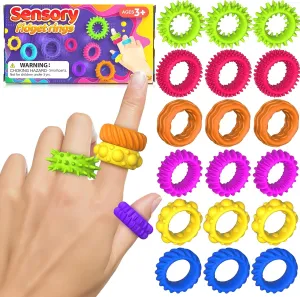 Fidget Toys Kids Sensory Rings: Fidget Ring Sensory Toys for Kids with Autism - Quiet Anxiety Fidgets for Classroom 18 Pack