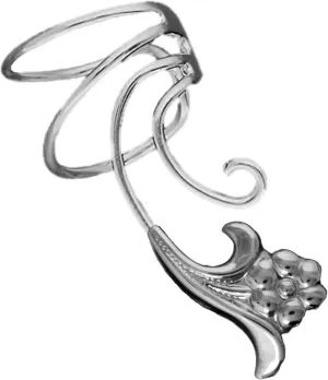 Flower 925 Sterling Silver Non-Pierced Wave Right Ear Cuff Earring