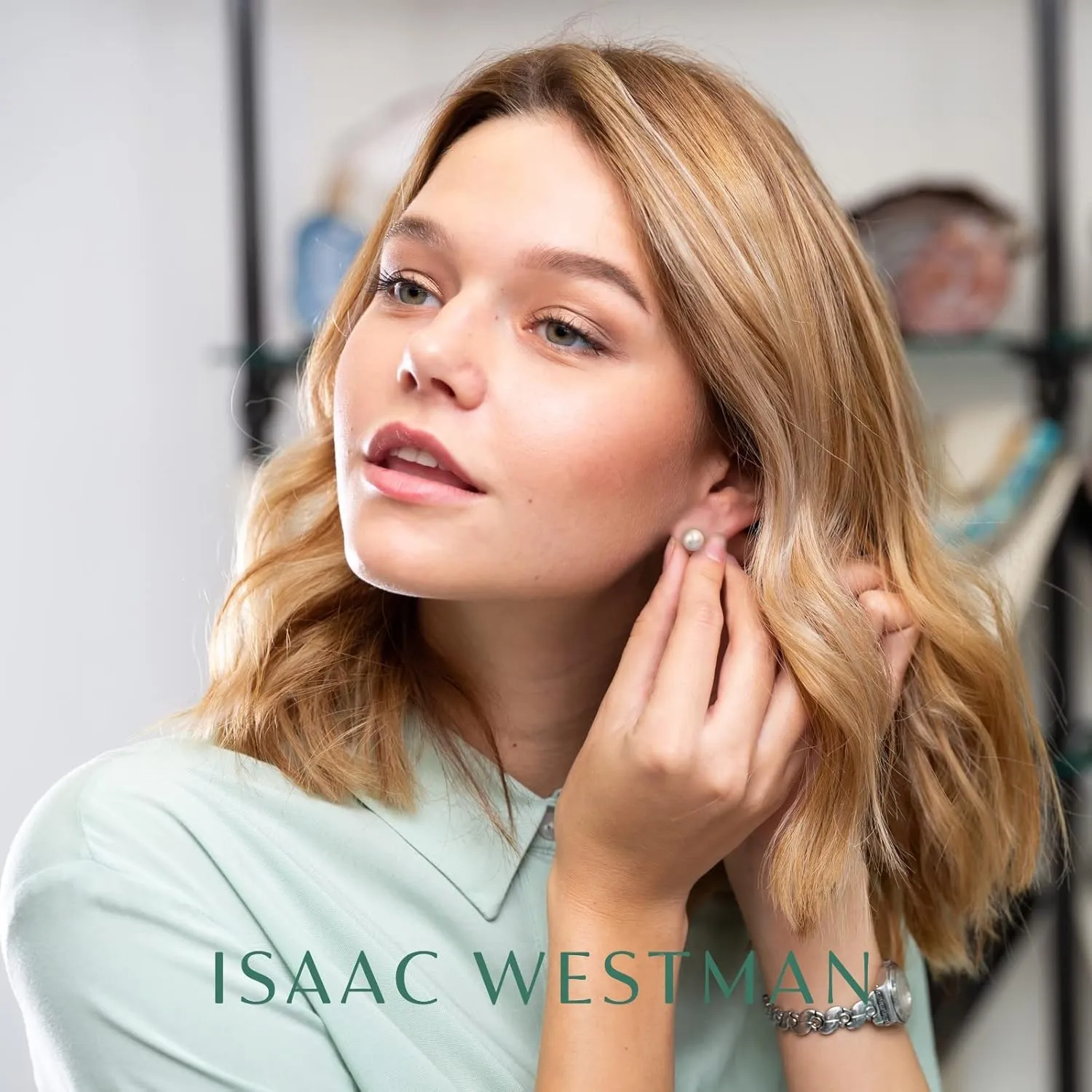 Freshwater Pearl Stud Earrings on Solid 14K Gold Screw Back Posts By ISAAC WESTMAN